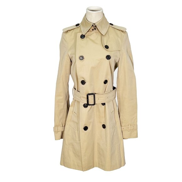 Burberry Mid-length Beige Cotton Trench Coat Women - Picture 1 of 9